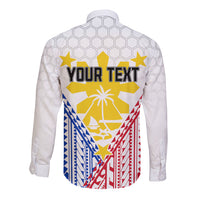 Personalised Philippines Mix Guam Long Sleeve Button Shirt Filipino Flag Style - Wonder Print Shop