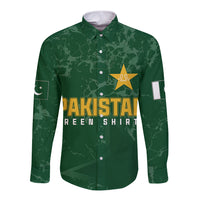 Personalised Pakistan Women Cricket Long Sleeve Button Shirt Marble Patterns - Wonder Print Shop