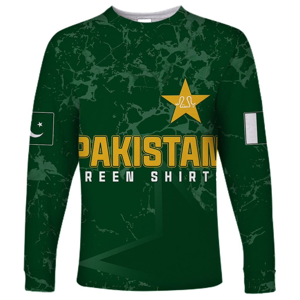 Personalised Pakistan Women Cricket Long Sleeve Shirt Marble Patterns - Wonder Print Shop