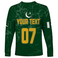 Personalised Pakistan Women Cricket Long Sleeve Shirt Marble Patterns - Wonder Print Shop