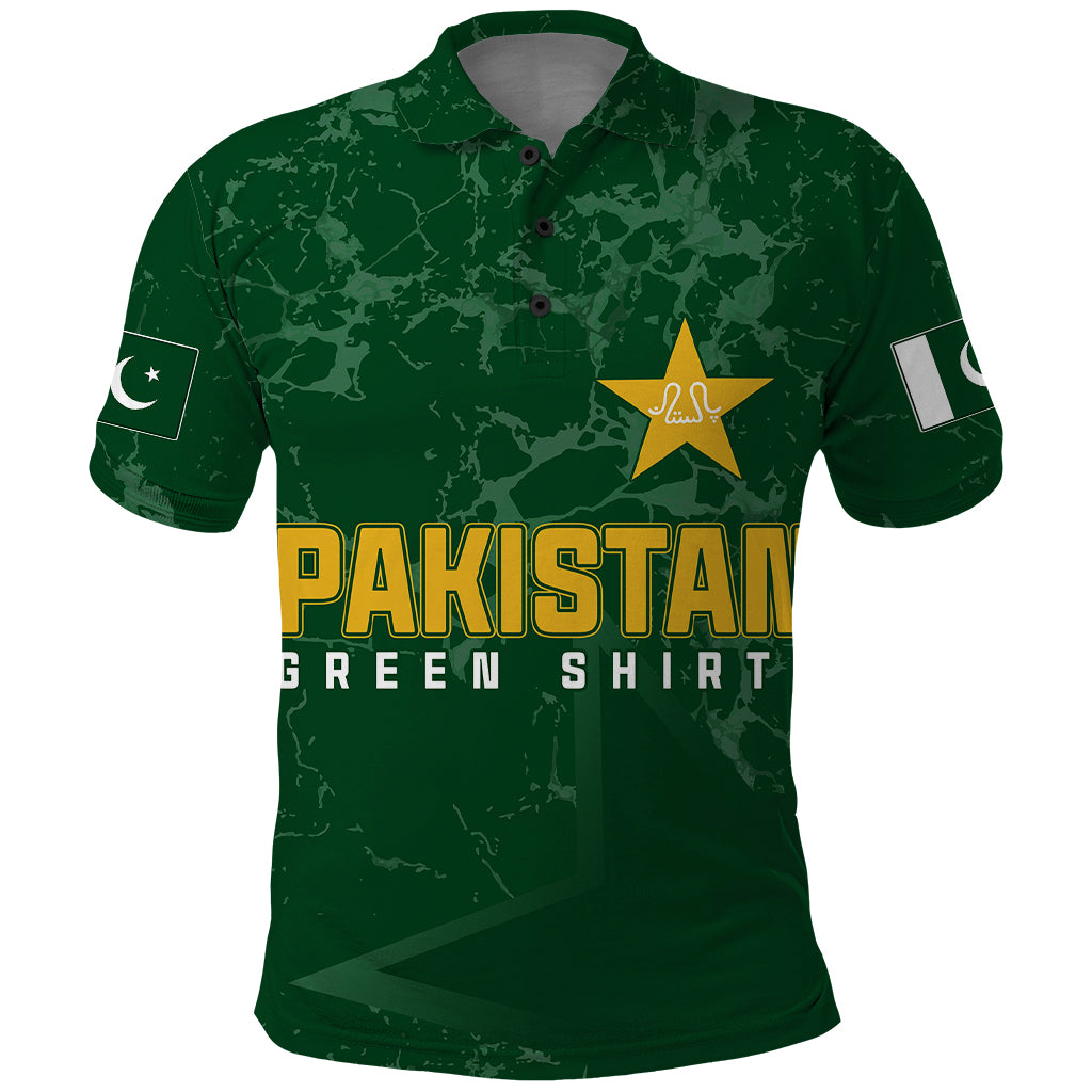 Personalised Pakistan Women Cricket Polo Shirt Marble Patterns - Wonder Print Shop