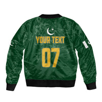 Personalised Pakistan Women Cricket Sleeve Zip Bomber Jacket Marble Patterns - Wonder Print Shop