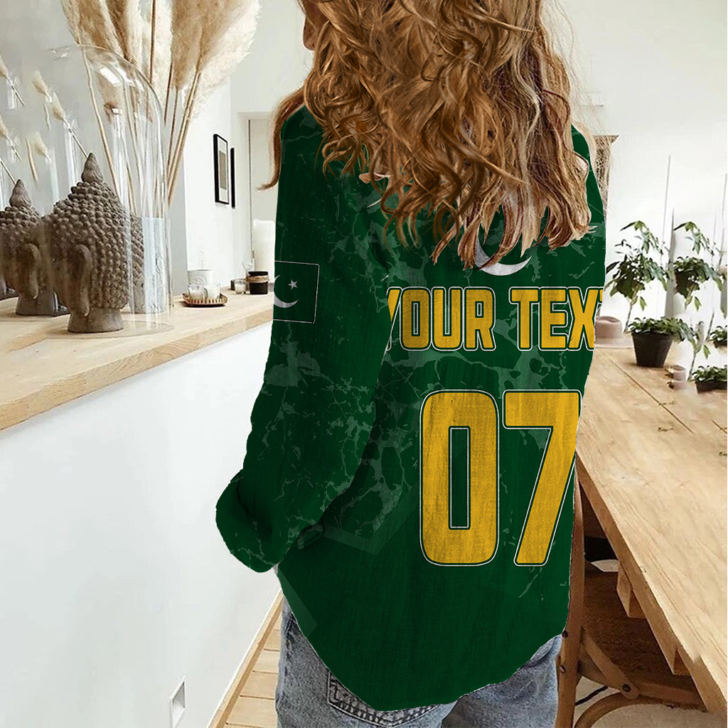 Personalised Pakistan Women Cricket Women Casual Shirt Marble Patterns - Wonder Print Shop