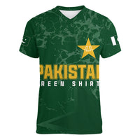 Personalised Pakistan Women Cricket Women V Neck T Shirt Marble Patterns - Wonder Print Shop