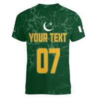 Personalised Pakistan Women Cricket Women V Neck T Shirt Marble Patterns - Wonder Print Shop