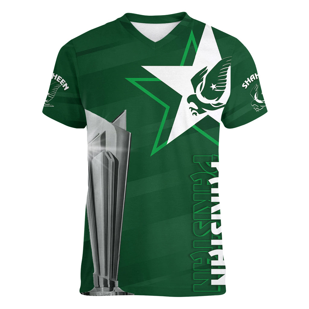 Personalised Pakistan Women Cricket Women V Neck T Shirt World Cup T20 Eagle Symbol - Wonder Print Shop