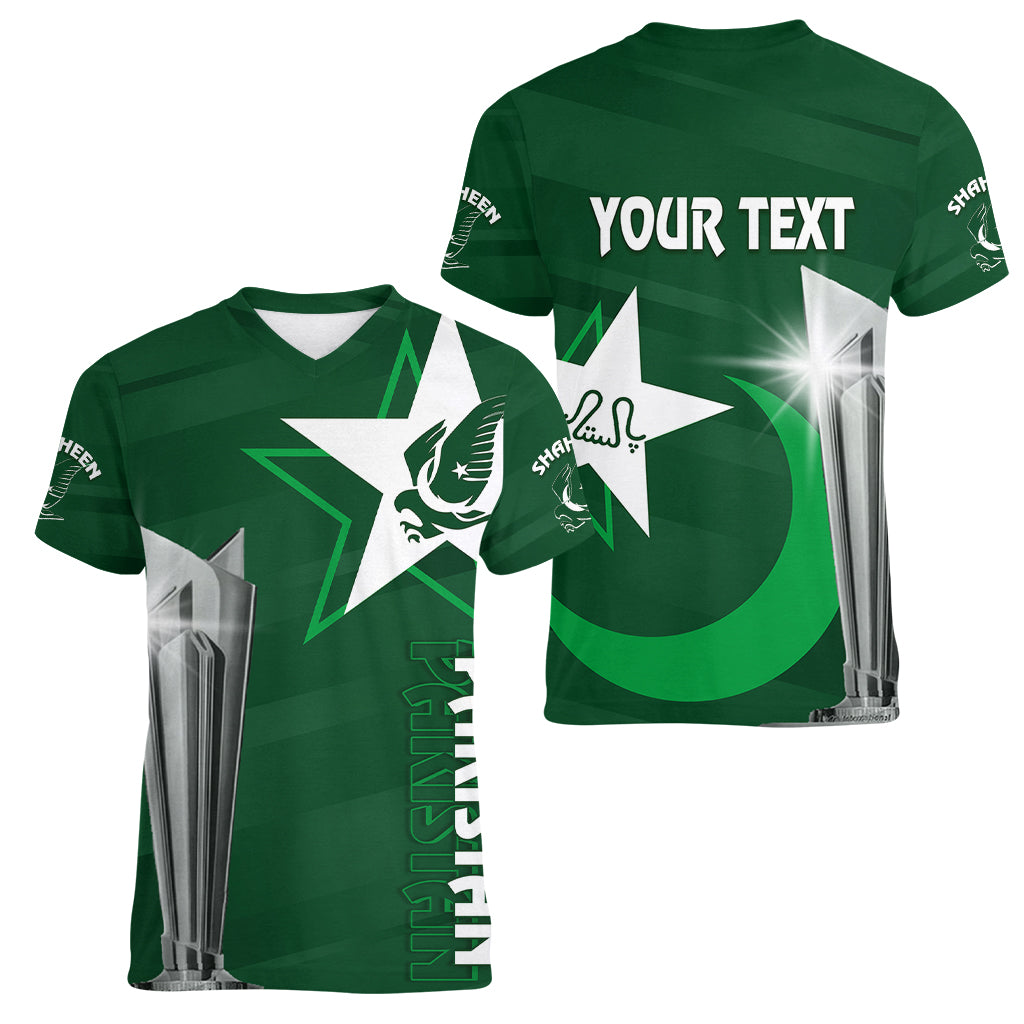 Personalised Pakistan Women Cricket Women V Neck T Shirt World Cup T20 Eagle Symbol - Wonder Print Shop