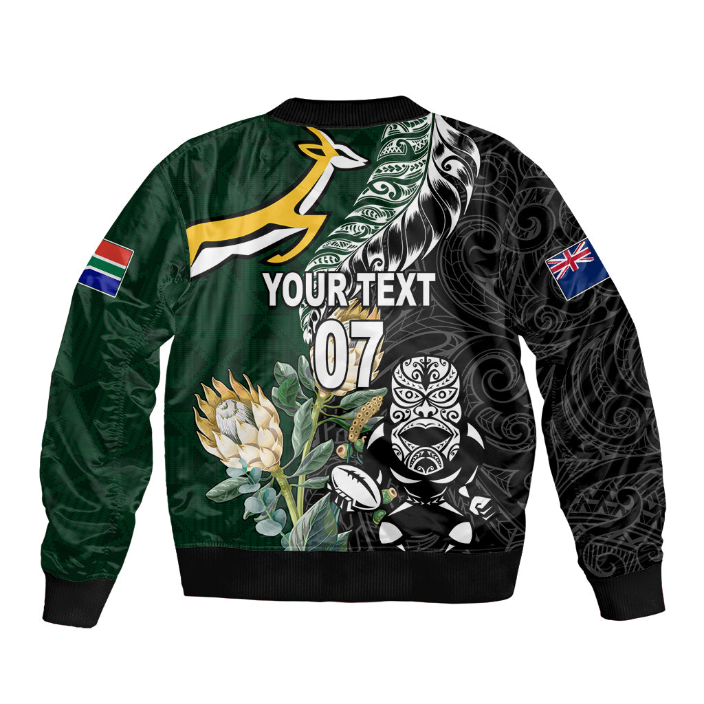 Custom South Africa Mix New Zealand Rugby 2023 Bomber Jacket World Cup Greatest Rivalry LT7 - Wonder Print Shop