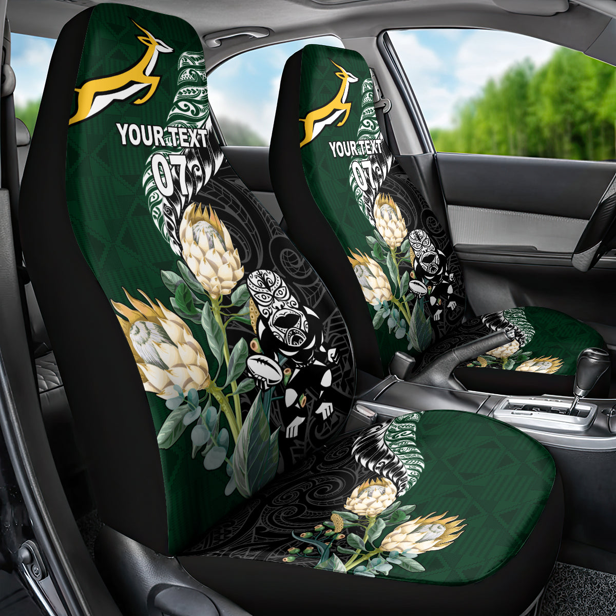 Custom South Africa Mix New Zealand Rugby 2023 Car Seat Cover World Cup Greatest Rivalry LT7 - Wonder Print Shop