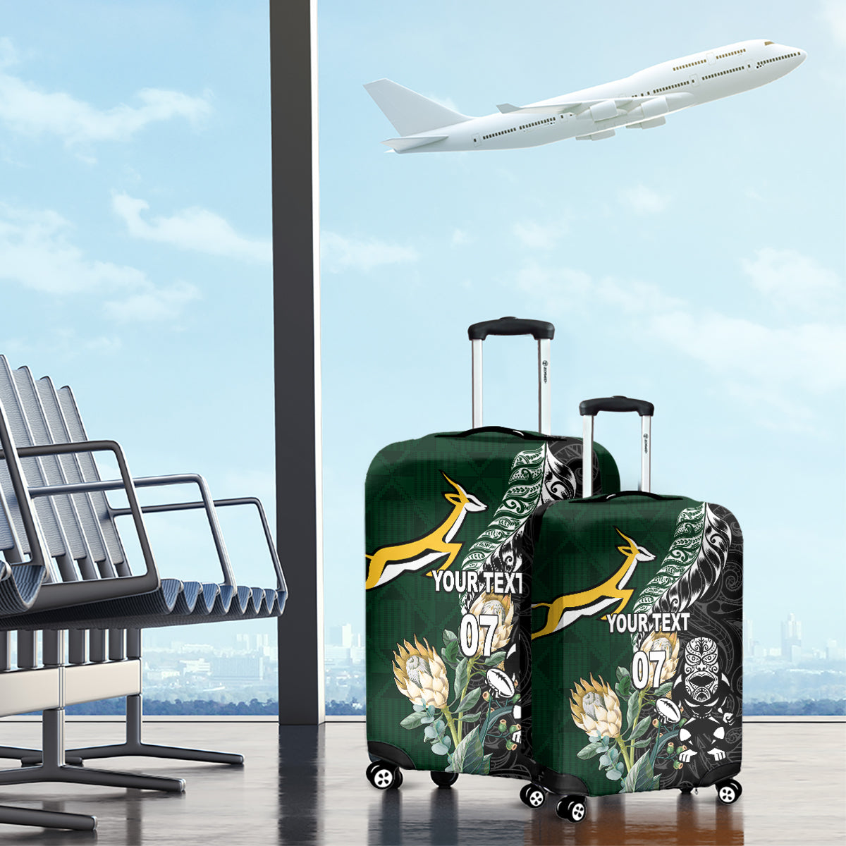 Custom South Africa Mix New Zealand Rugby 2023 Luggage Cover World Cup Greatest Rivalry - Wonder Print Shop