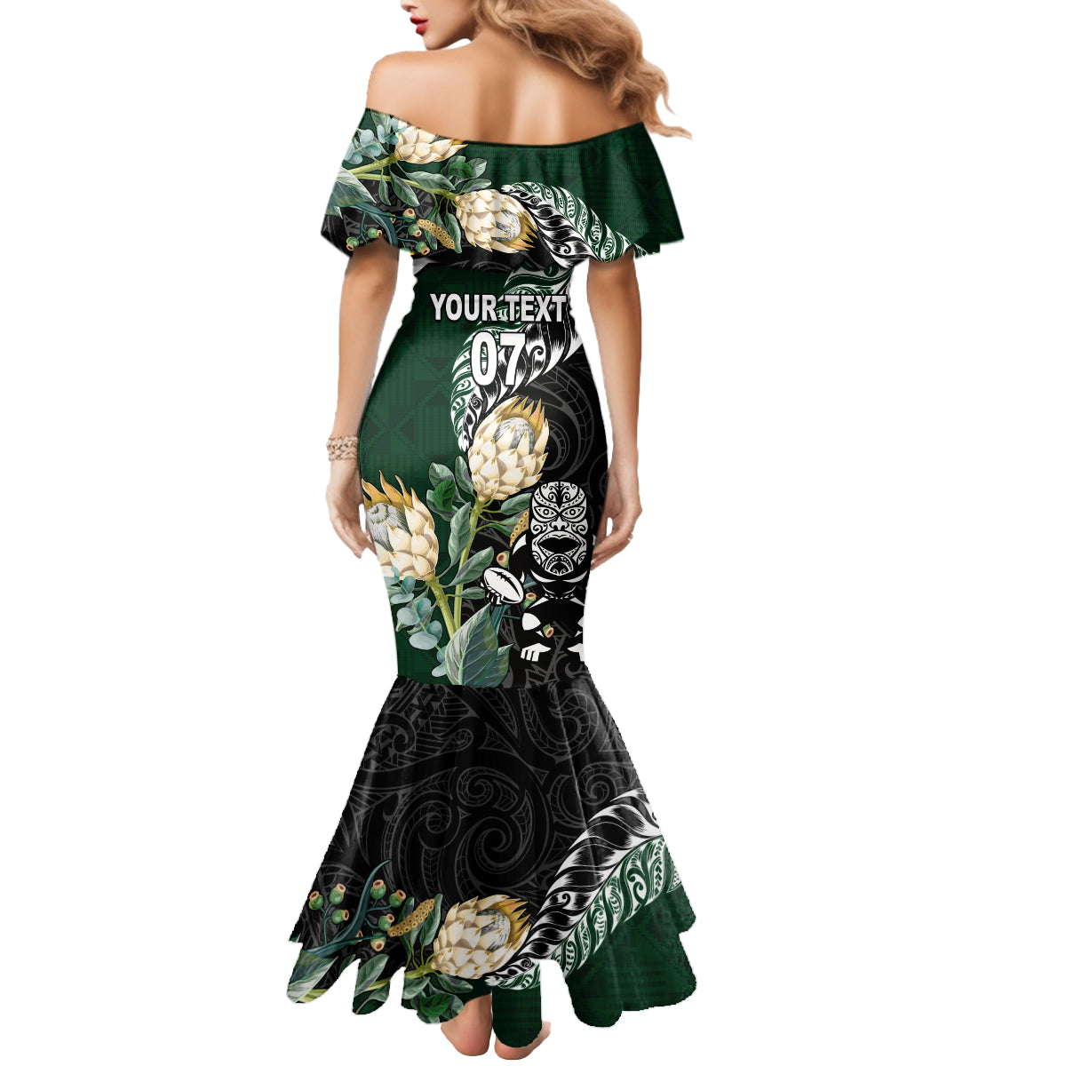 Custom South Africa Mix New Zealand Rugby 2023 Mermaid Dress World Cup Greatest Rivalry - Wonder Print Shop
