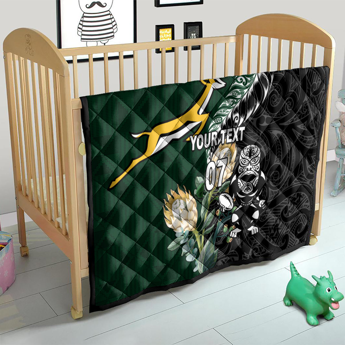 Custom South Africa Mix New Zealand Rugby 2023 Quilt World Cup Greatest Rivalry - Wonder Print Shop