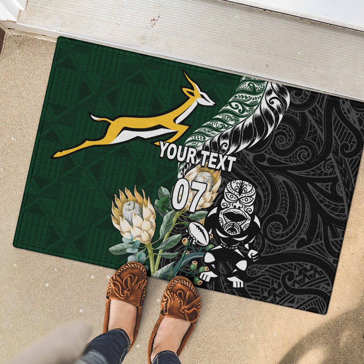 Custom South Africa Mix New Zealand Rugby 2023 Rubber Doormat World Cup Greatest Rivalry - Wonder Print Shop