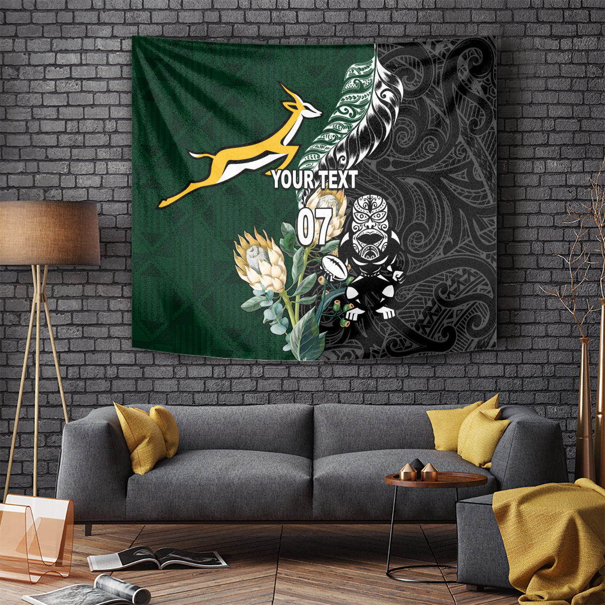 Custom South Africa Mix New Zealand Rugby 2023 Tapestry World Cup Greatest Rivalry - Wonder Print Shop