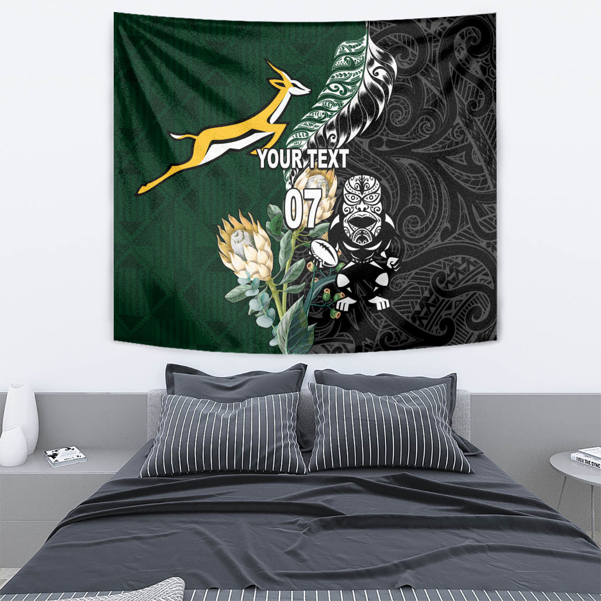 Custom South Africa Mix New Zealand Rugby 2023 Tapestry World Cup Greatest Rivalry - Wonder Print Shop