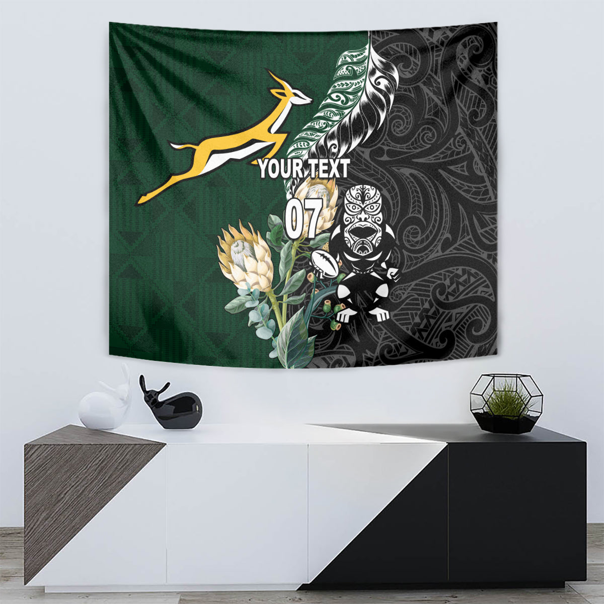 Custom South Africa Mix New Zealand Rugby 2023 Tapestry World Cup Greatest Rivalry - Wonder Print Shop