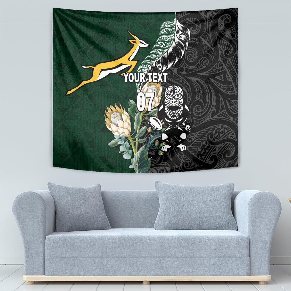 Custom South Africa Mix New Zealand Rugby 2023 Tapestry World Cup Greatest Rivalry - Wonder Print Shop