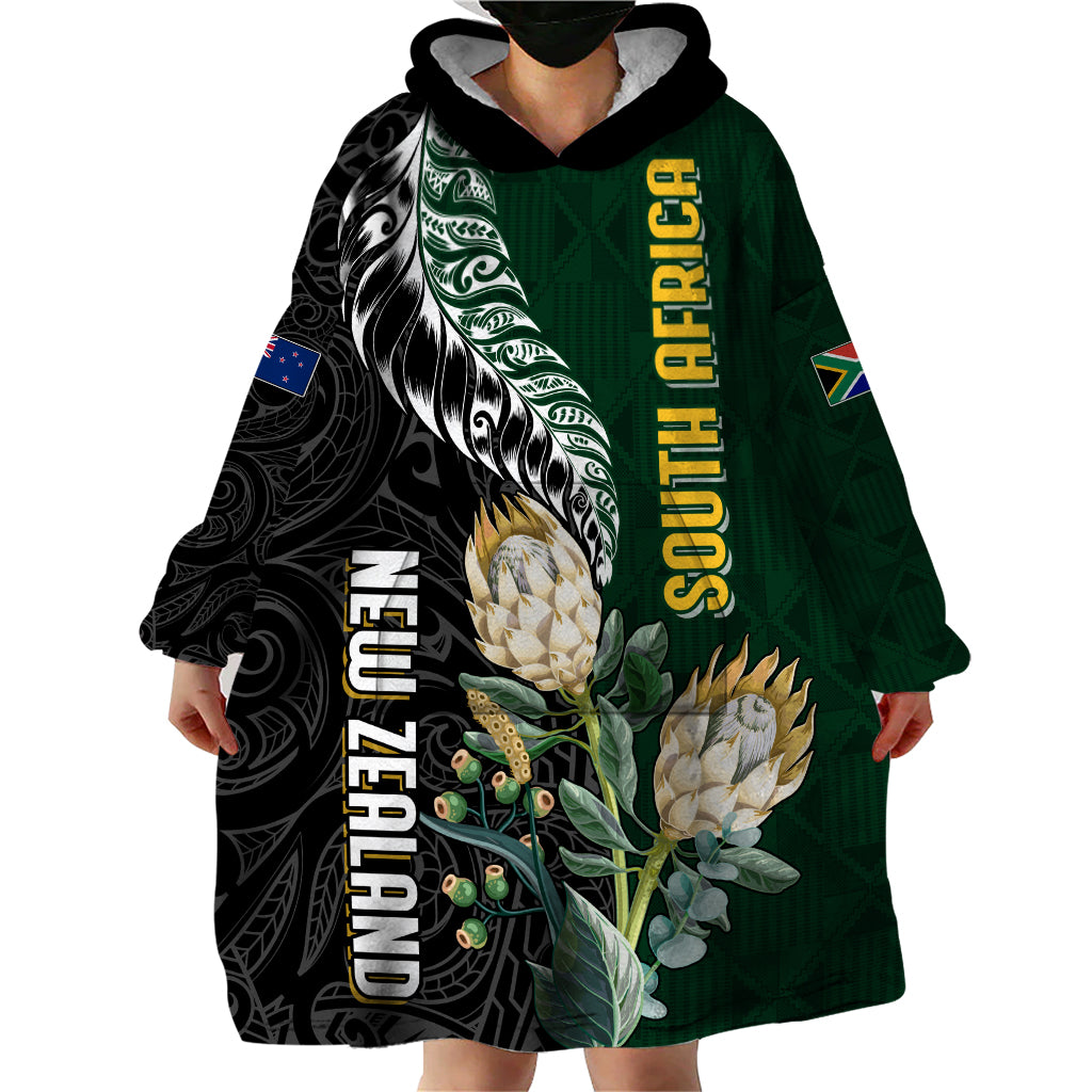 Custom South Africa Mix New Zealand Rugby 2023 Wearable Blanket Hoodie World Cup Greatest Rivalry - Wonder Print Shop