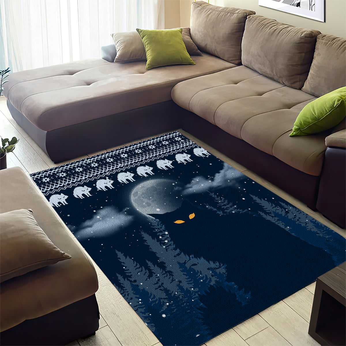 Yule Cat Christmas Area Rug Jolakotturinn Snowy Night LT7 - Wonder Print Shop