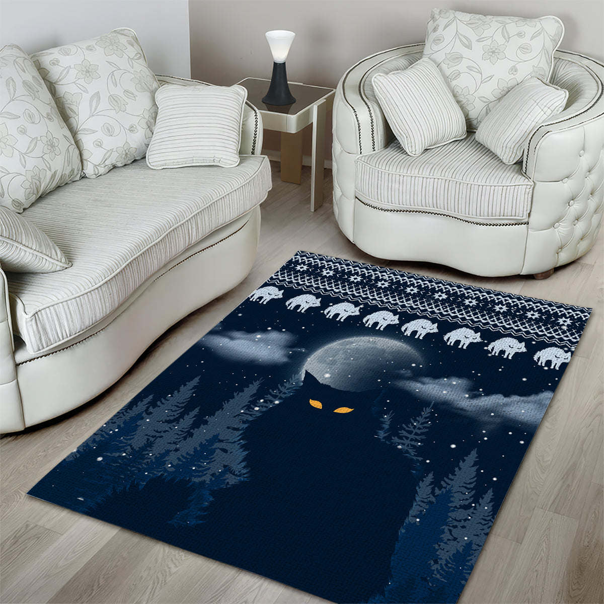Yule Cat Christmas Area Rug Jolakotturinn Snowy Night LT7 - Wonder Print Shop