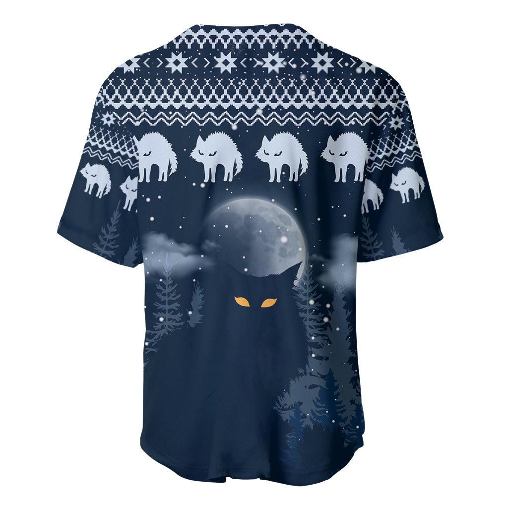 Yule Cat Christmas Baseball Jersey Jolakotturinn Snowy Night LT7 - Wonder Print Shop