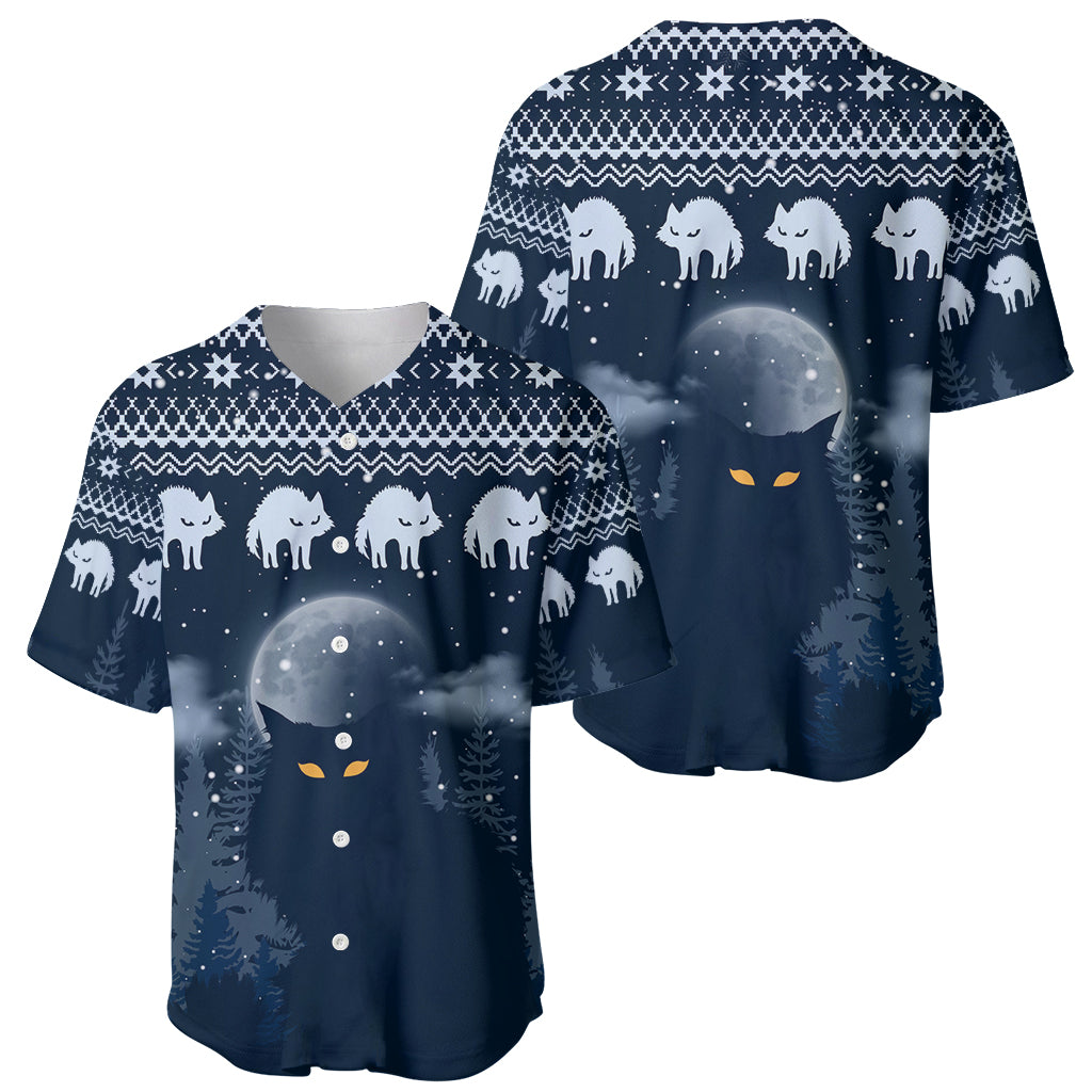 Yule Cat Christmas Baseball Jersey Jolakotturinn Snowy Night LT7 - Wonder Print Shop