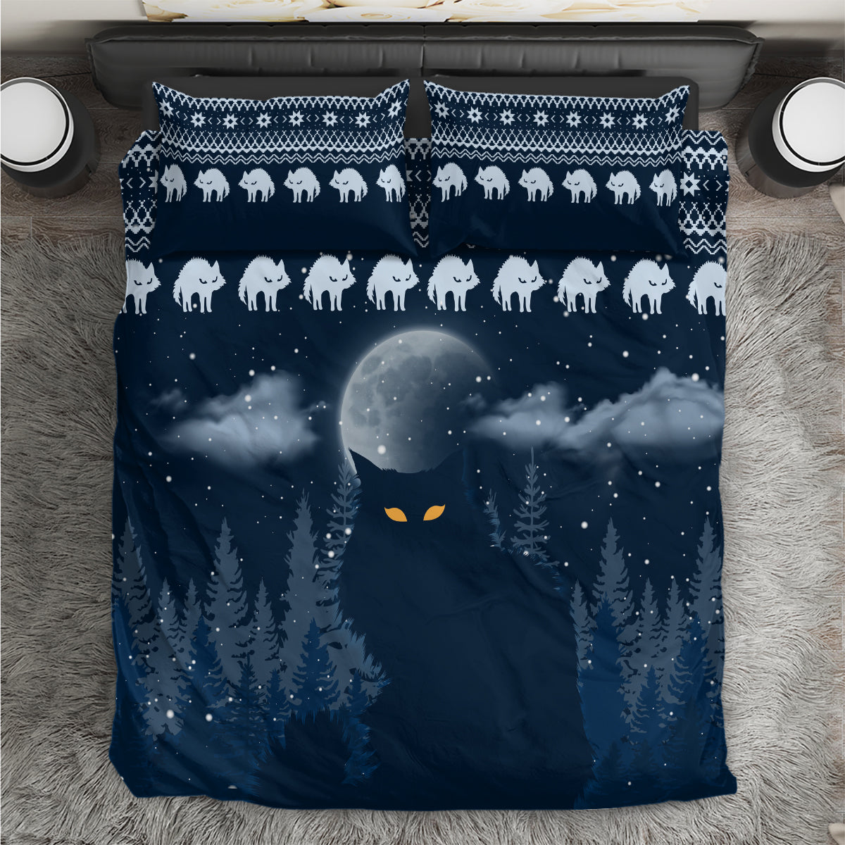 Yule Cat Christmas Bedding Set Jolakotturinn Snowy Night LT7 - Wonder Print Shop