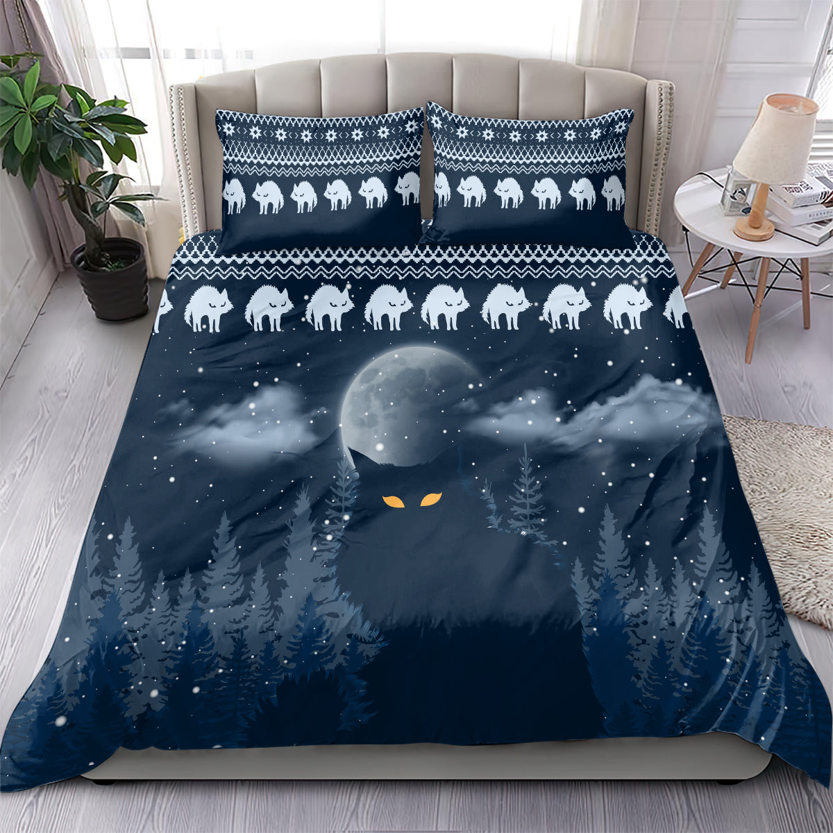 Yule Cat Christmas Bedding Set Jolakotturinn Snowy Night LT7 - Wonder Print Shop