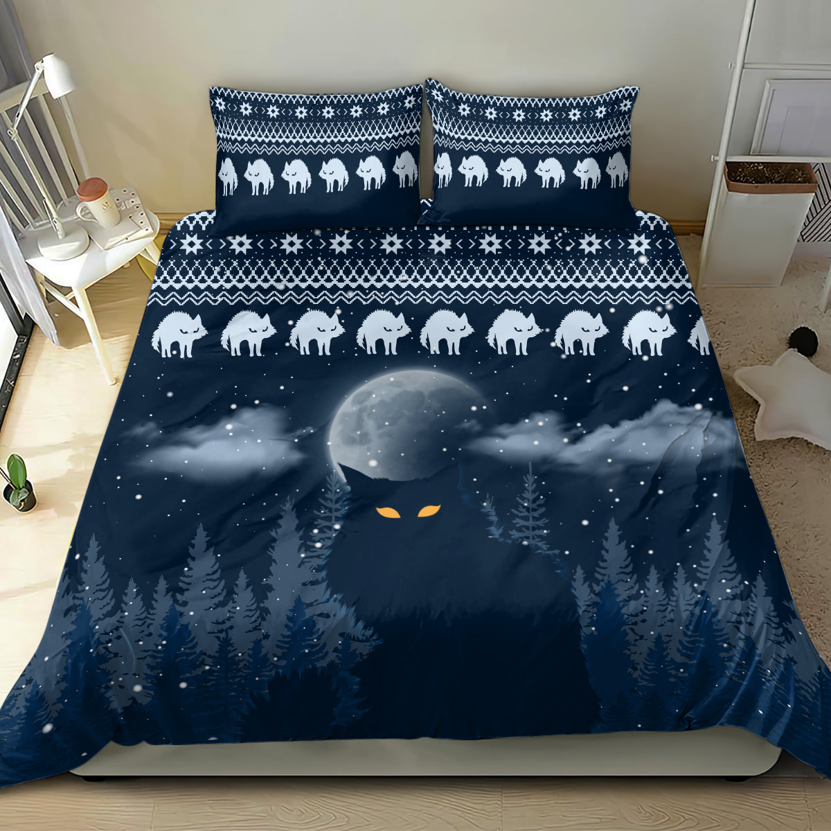 Yule Cat Christmas Bedding Set Jolakotturinn Snowy Night LT7 - Wonder Print Shop