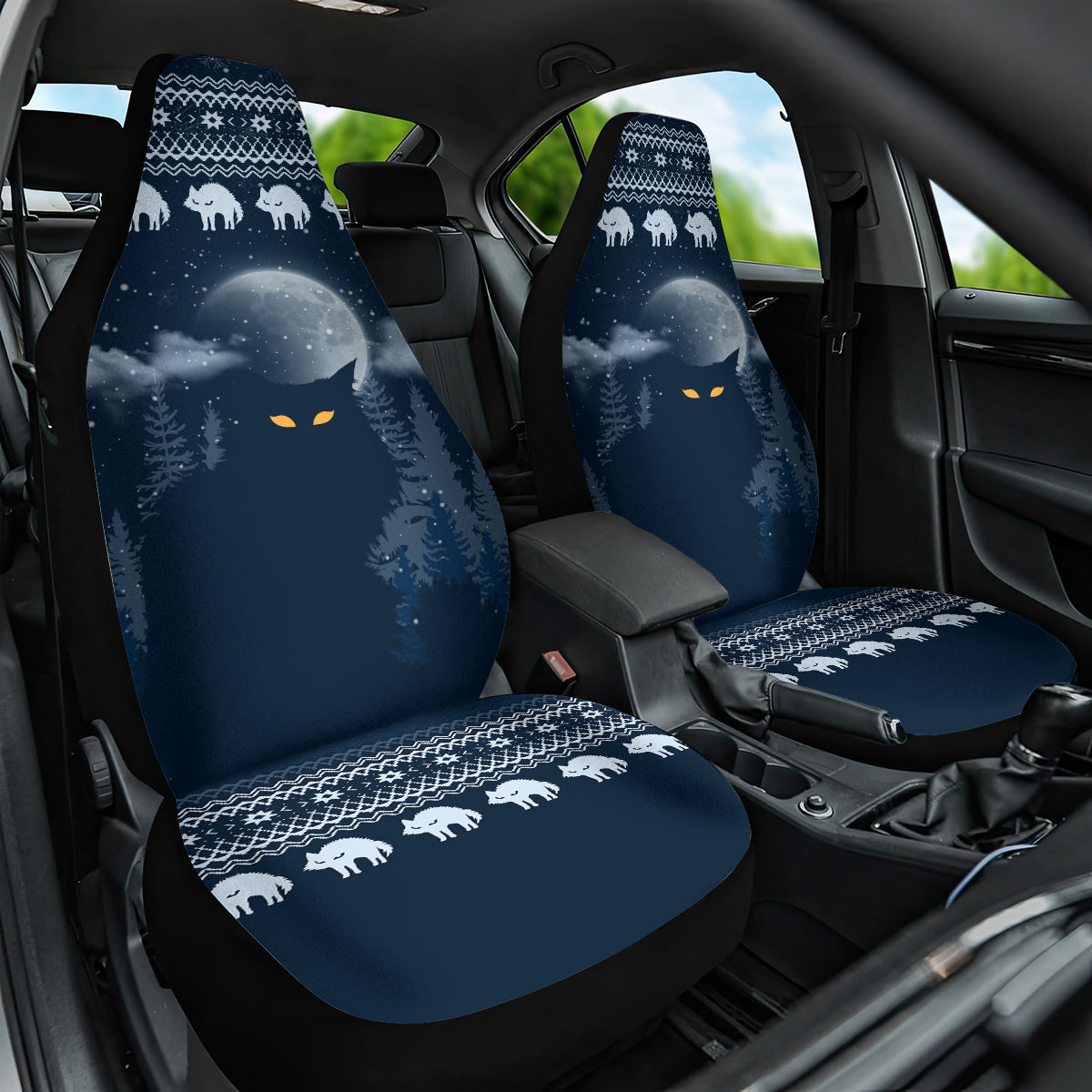 Yule Cat Christmas Car Seat Cover Jolakotturinn Snowy Night LT7 - Wonder Print Shop