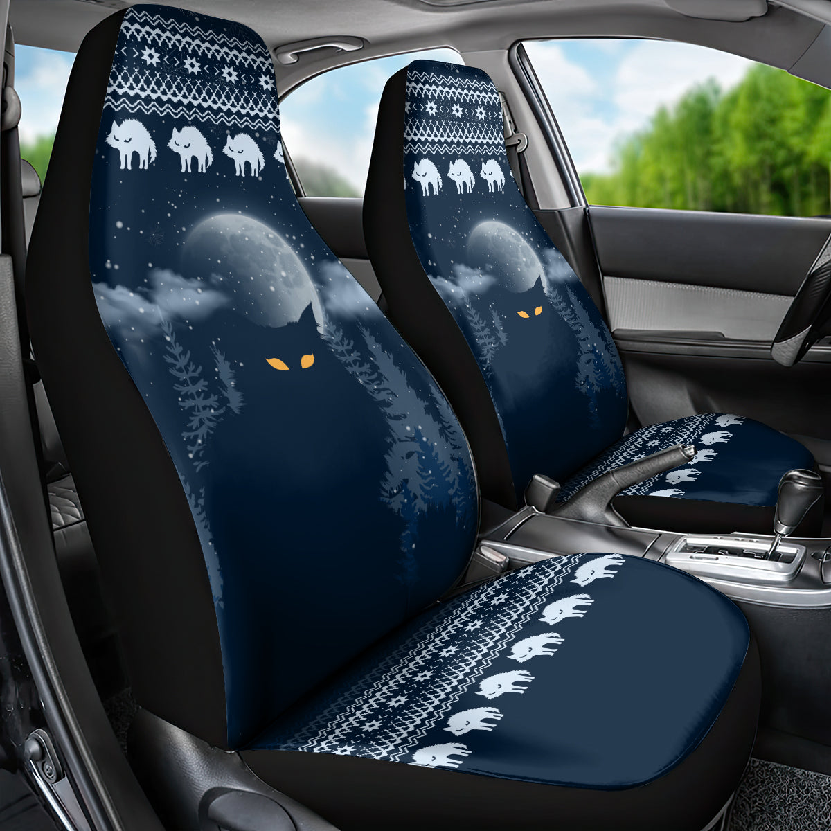 Yule Cat Christmas Car Seat Cover Jolakotturinn Snowy Night LT7 - Wonder Print Shop