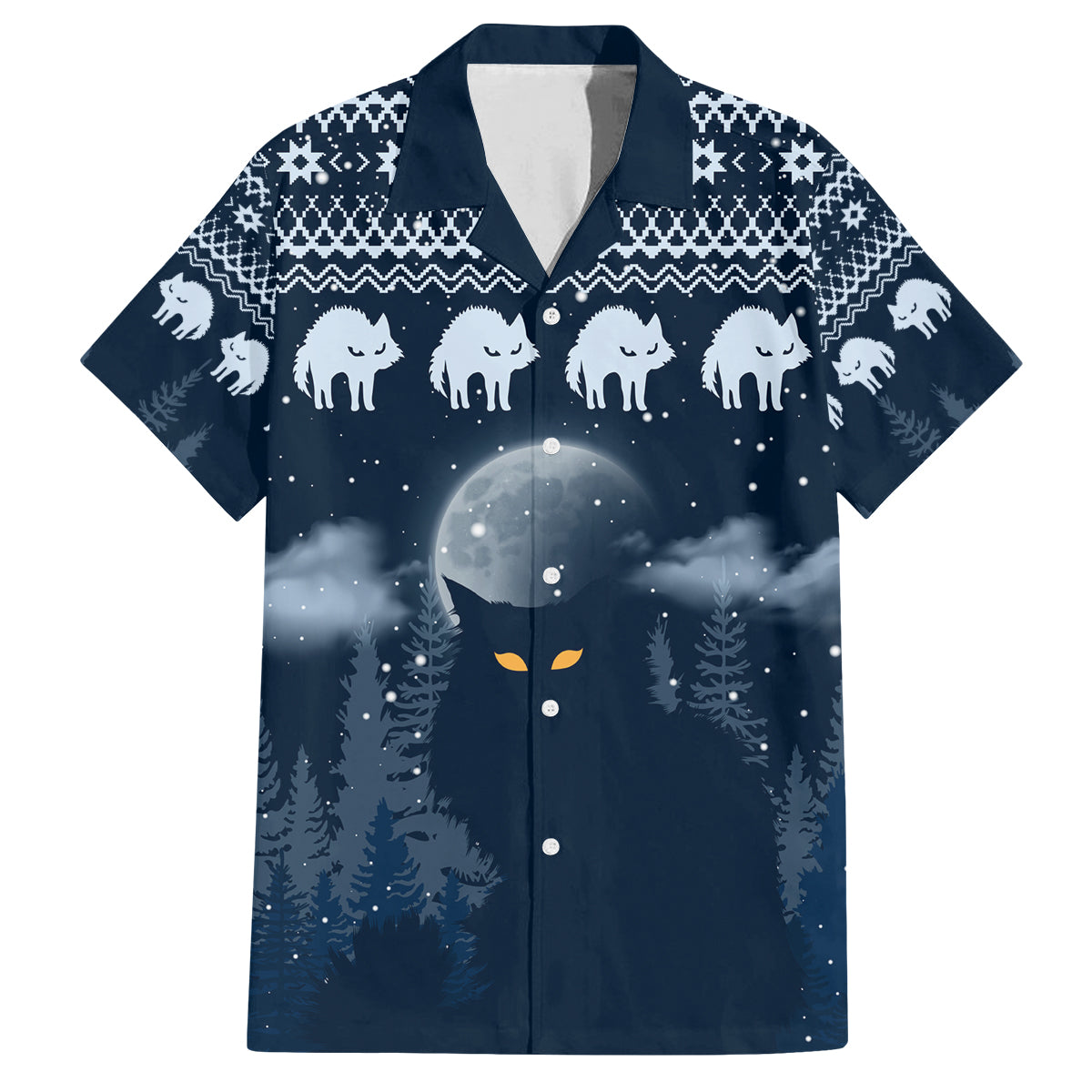 Yule Cat Christmas Family Matching Long Sleeve Bodycon Dress and Hawaiian Shirt Jolakotturinn Snowy Night LT7 - Wonder Print Shop