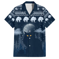 Yule Cat Christmas Family Matching Long Sleeve Bodycon Dress and Hawaiian Shirt Jolakotturinn Snowy Night LT7 - Wonder Print Shop