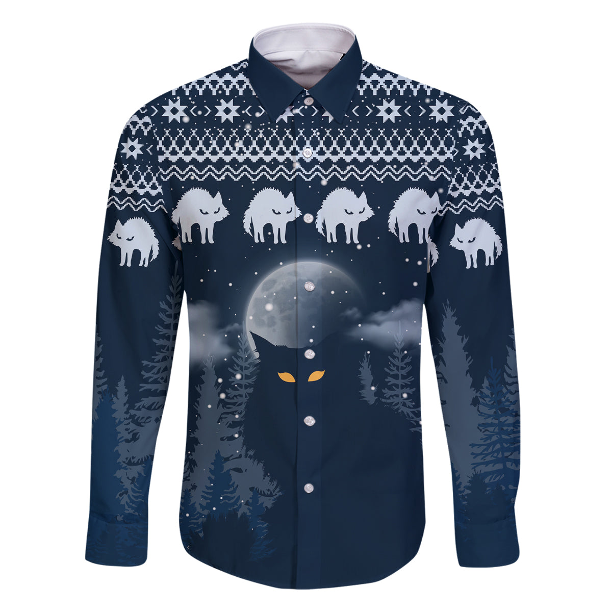 Yule Cat Christmas Family Matching Long Sleeve Bodycon Dress and Hawaiian Shirt Jolakotturinn Snowy Night LT7 - Wonder Print Shop