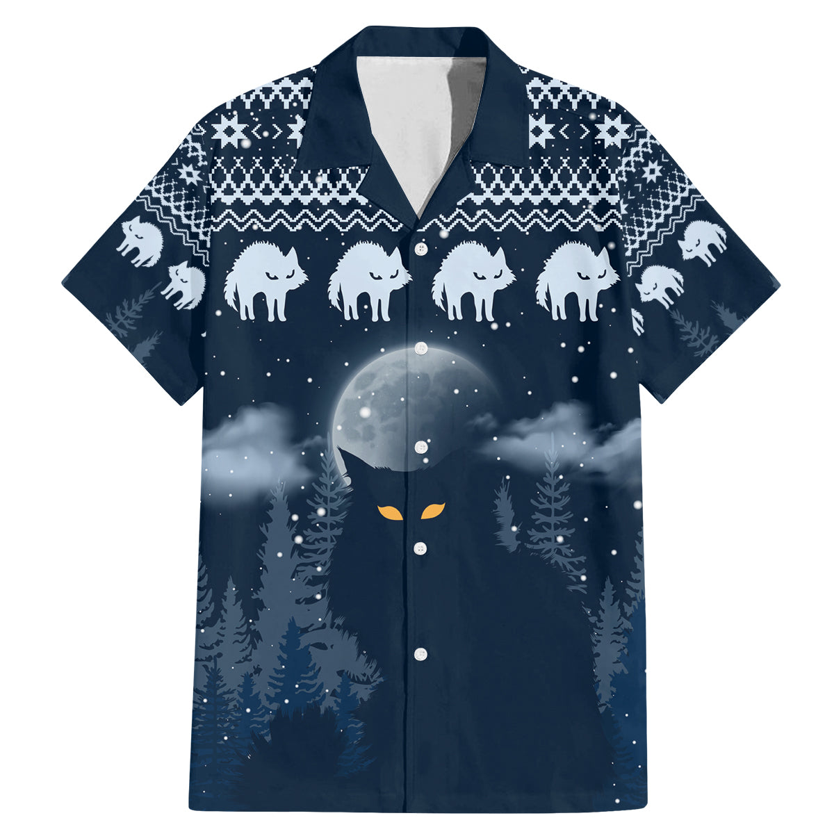 Yule Cat Christmas Family Matching Mermaid Dress and Hawaiian Shirt Jolakotturinn Snowy Night LT7 - Wonder Print Shop