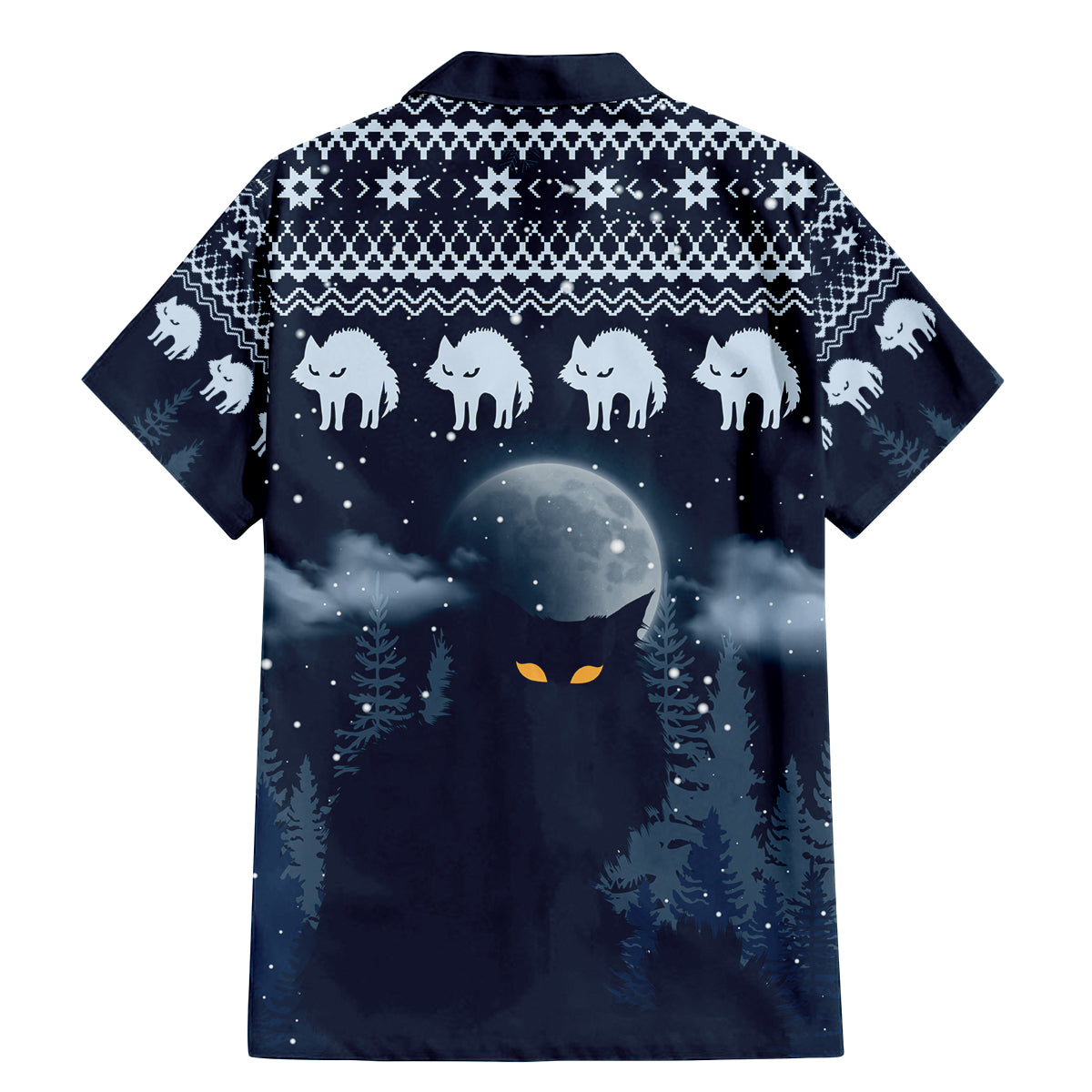 Yule Cat Christmas Family Matching Mermaid Dress and Hawaiian Shirt Jolakotturinn Snowy Night LT7 - Wonder Print Shop