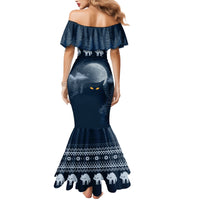 Yule Cat Christmas Family Matching Mermaid Dress and Hawaiian Shirt Jolakotturinn Snowy Night LT7 - Wonder Print Shop