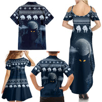 Yule Cat Christmas Family Matching Summer Maxi Dress and Hawaiian Shirt Jolakotturinn Snowy Night - Wonder Print Shop