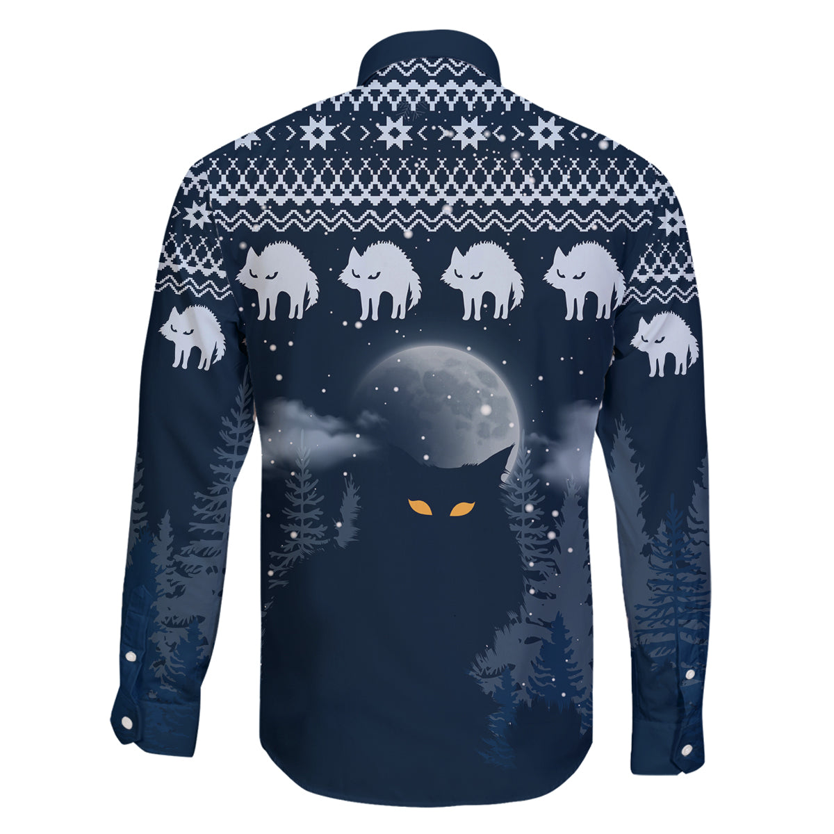 Yule Cat Christmas Family Matching Summer Maxi Dress and Hawaiian Shirt Jolakotturinn Snowy Night - Wonder Print Shop