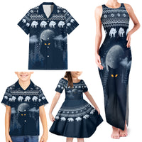 Yule Cat Christmas Family Matching Tank Maxi Dress and Hawaiian Shirt Jolakotturinn Snowy Night - Wonder Print Shop