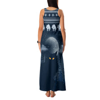 Yule Cat Christmas Family Matching Tank Maxi Dress and Hawaiian Shirt Jolakotturinn Snowy Night - Wonder Print Shop