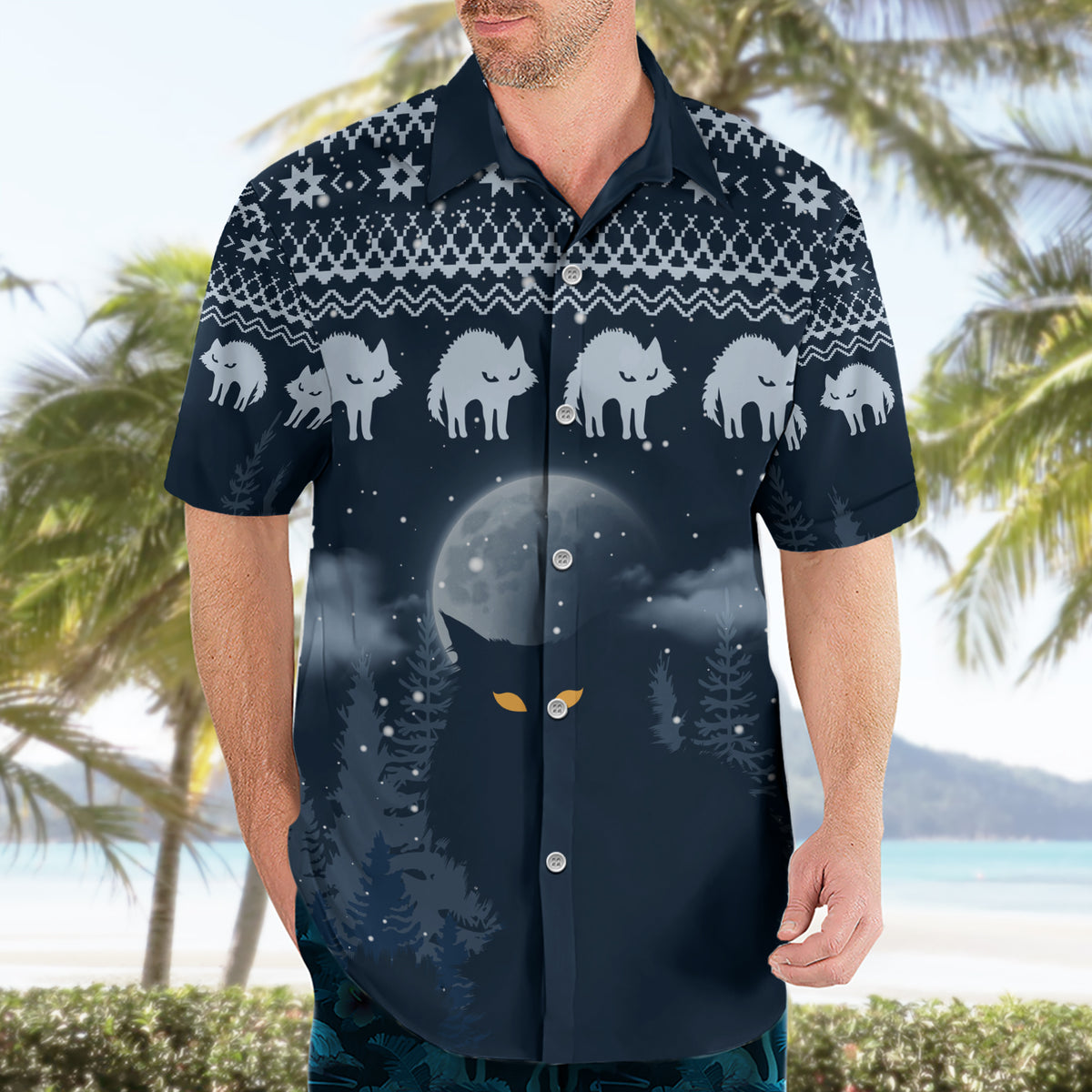 Yule Cat Christmas Hawaiian Shirt Jolakotturinn Snowy Night - Wonder Print Shop