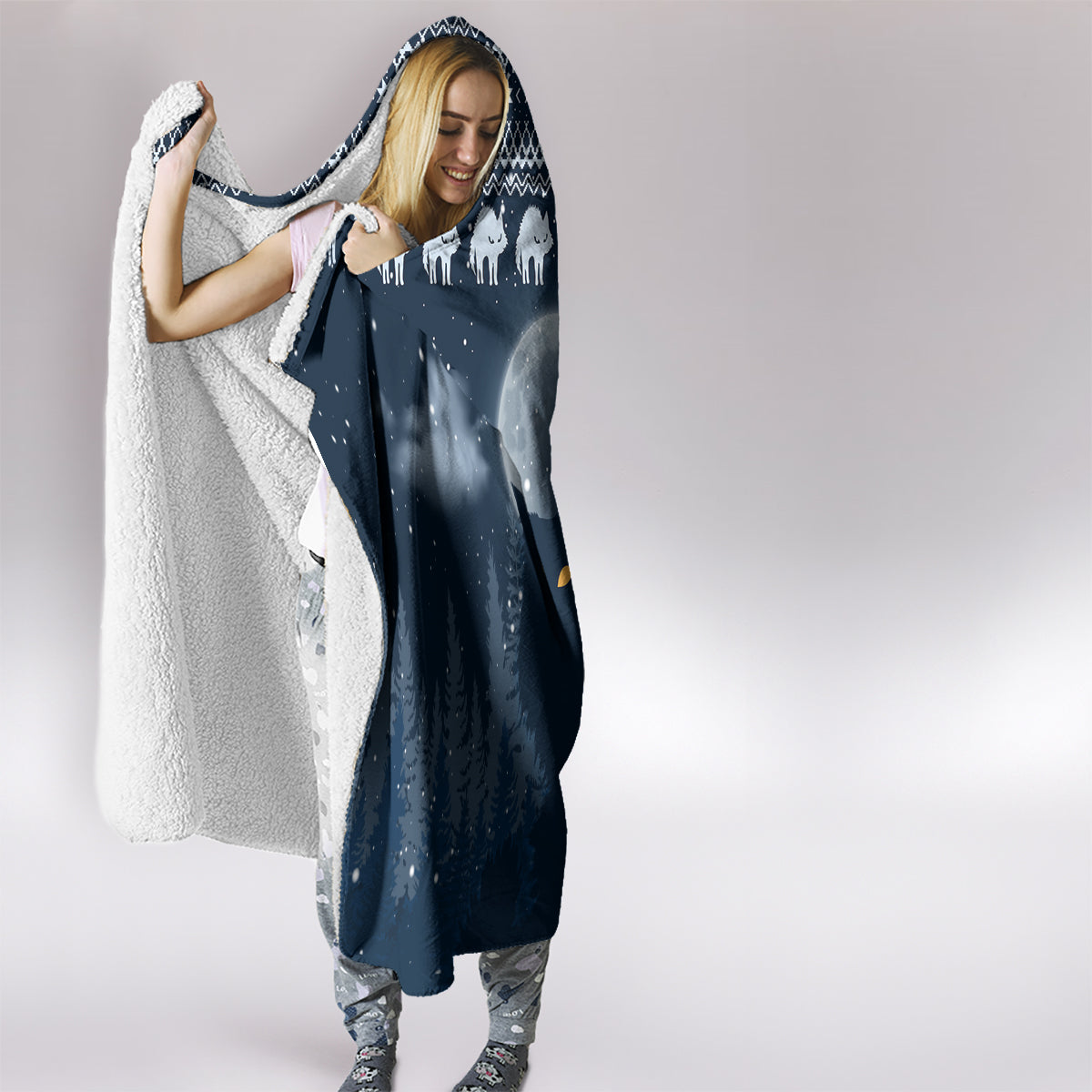 yule-cat-christmas-hooded-blanket-jolakotturinn-snowy-night