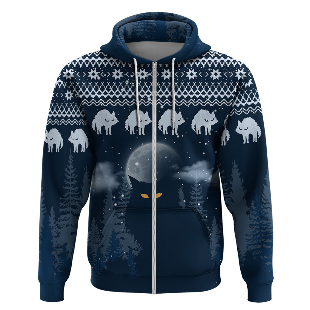Yule Cat Christmas Hoodie Jolakotturinn Snowy Night - Wonder Print Shop