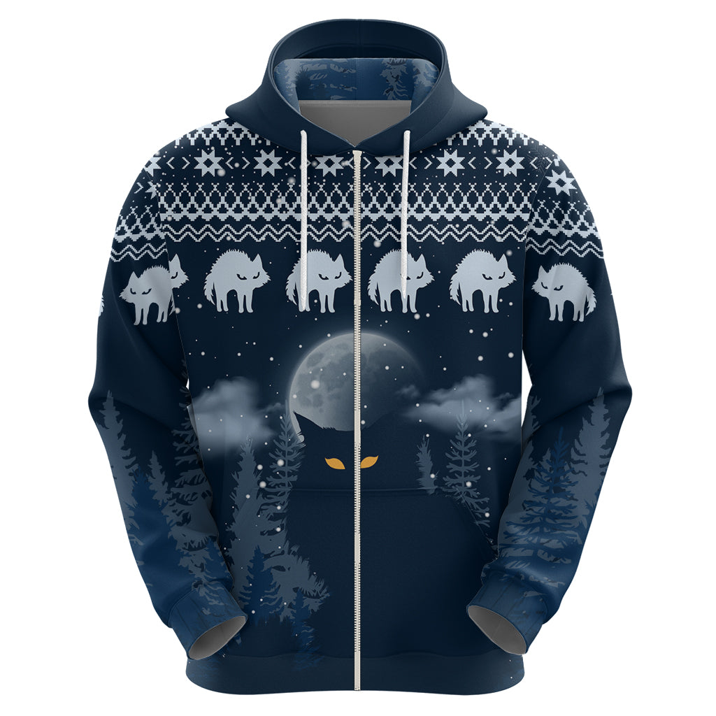 Yule Cat Christmas Hoodie Jolakotturinn Snowy Night - Wonder Print Shop