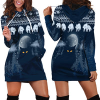 Yule Cat Christmas Hoodie Dress Jolakotturinn Snowy Night - Wonder Print Shop