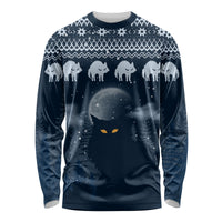 Yule Cat Christmas Long Sleeve Shirt Jolakotturinn Snowy Night - Wonder Print Shop