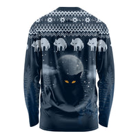 Yule Cat Christmas Long Sleeve Shirt Jolakotturinn Snowy Night - Wonder Print Shop