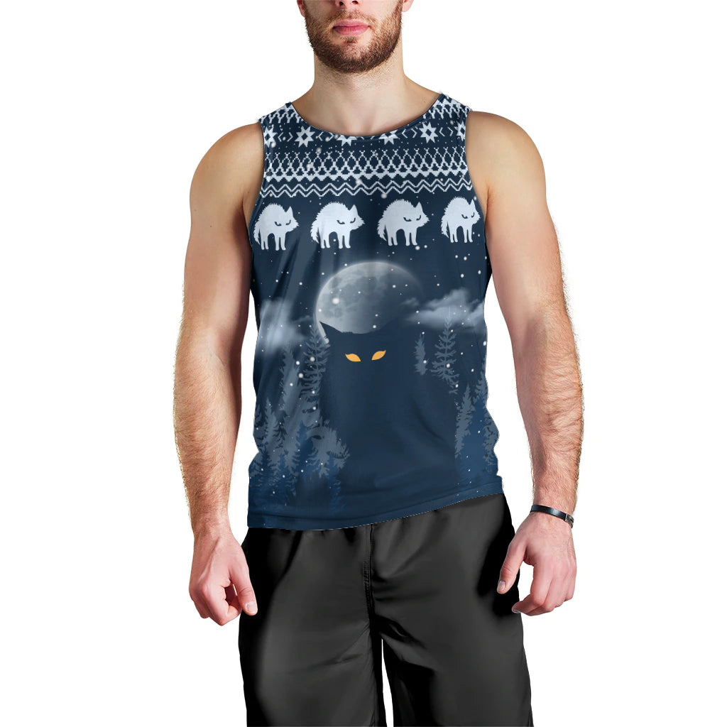 Yule Cat Christmas Men Tank Top Jolakotturinn Snowy Night - Wonder Print Shop