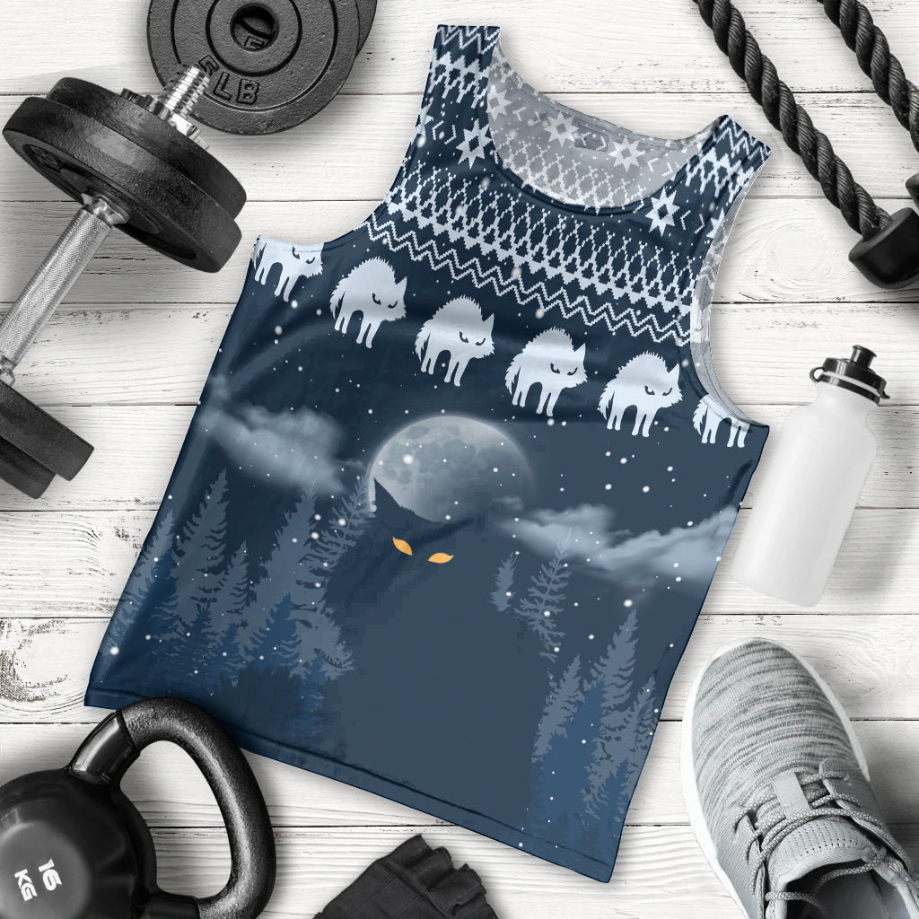 Yule Cat Christmas Men Tank Top Jolakotturinn Snowy Night - Wonder Print Shop